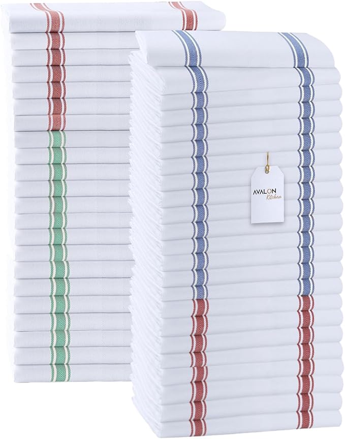 Dish Towels Set (Value Pack of 45) Size 15x25 Inch, 100% Cotton Soft & Absorbent Linen Kitchen Towels, Tea Towels, Reusable Cleaning Cloths for Household Cleaning (Multi)