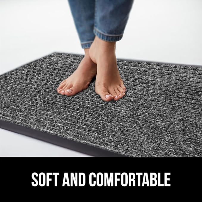 GORILLA GRIP Traffic Guard Door Mat, 59x24, Heavy Duty Welcome Mats, Commercial Office Space Doormat, Waterproof, Fade Resistant, Strong Rubber Backing, Low Profile, Shoe and Boot Scraper, Light Gray