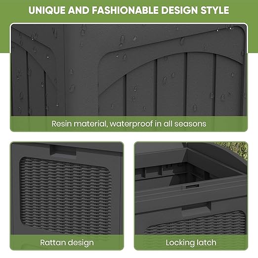 Patiowell 36 Gallon Outdoor Trash Can, Resin Outdoor Garbage Can with Lid for Patio, Backyard, Deck, Black (2 Pack