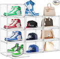 10 Pack Acrylic Shoe Storage Box Clear Plastic Stackable Acrylic Display Case with Magnetic Door Sneaker Storage for Sneakerheads Large Hat Shoe Boxes, Fit up to US Size 13