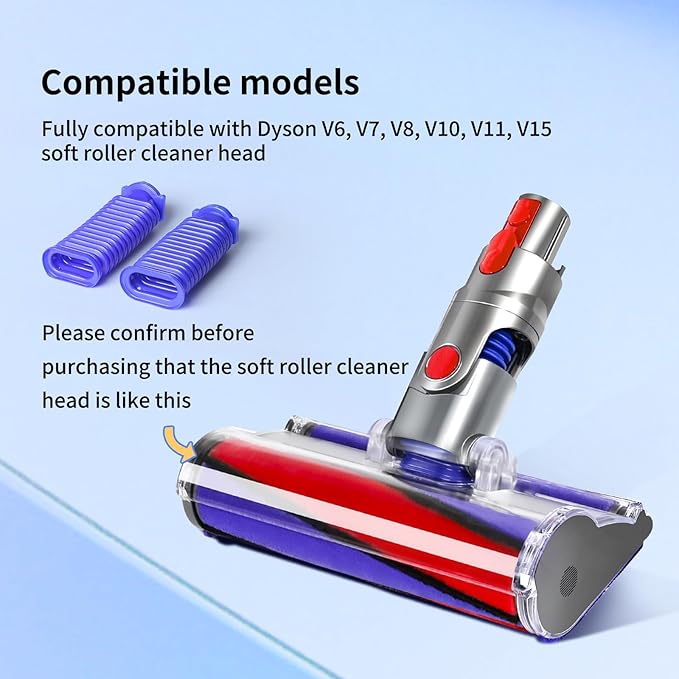 2 Pack Vacuum Lower Duct Hose Kit Compatible with Dyson V6,V7,V8,V10,V11,V15 Soft Roller Cleaner Head,Vacuum Attachment Replacement Parts for Home Cleaning, 1 Set Screwdrivers, 1 Clean Brush