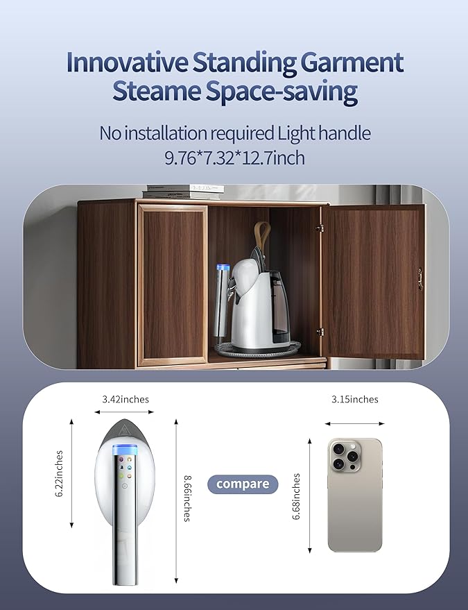 Sundu 1500W Professional Garment Steamer, 2-in-1 Vertical & Handheld for Wrinkles, 6 Steam Modes, 30-Second Heat Up, 800mL Tank, Auto Shut-Off, Portable & Standing Design, White