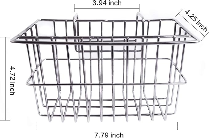 Kitchen Sponge Holder, Dish Brush Holder, Slim Sink Organization/Draining Basket/Liquid Drainer/Water Trough Rack, Kitchen Essential Tools, 304-Stainless Steel (Silver)