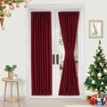 DWCN French Door Curtains - Rod Pocket Thermal Blackout Panel for Glass Window, Kitchen and Patio - Privacy, 25 X 80 Inches Long, 1 Panel With Tieback, Burgundy