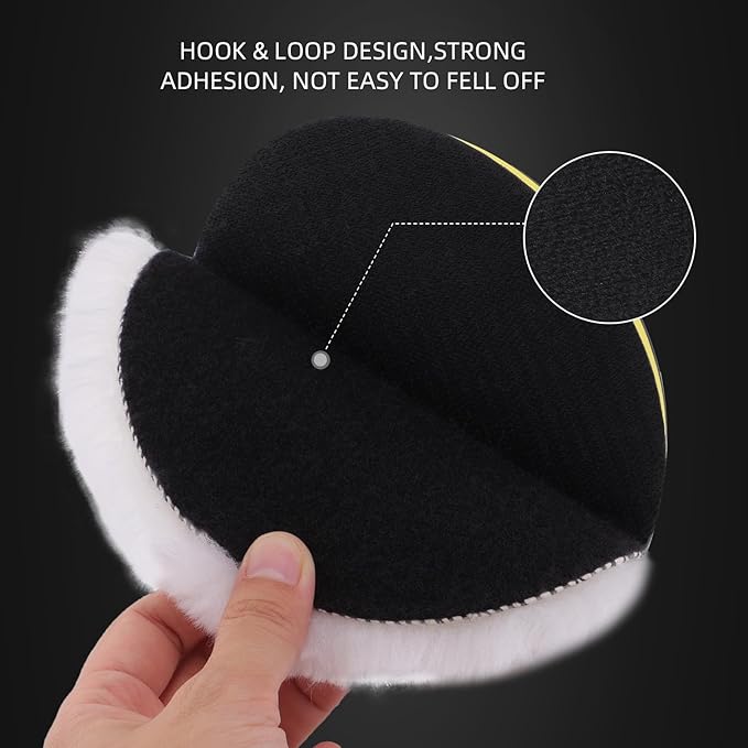 Wool Polishing Buffing Pad, SPTA 6 Pcs 6 Inch 150mm Polishing Buffing Wheel for Drill Buffer Attachment with 5/8"-11 Drill Adapter Compound Cutting & Polishing for Car Polisher