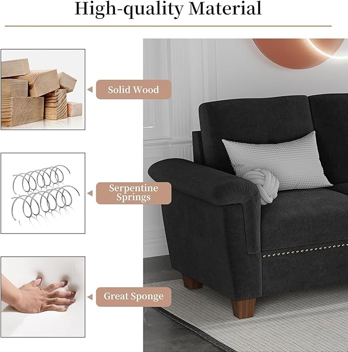 JAMFLY 108" Modular Sectional Sofa with Storage, L Shaped Sofa Couch with Reversible Ottoman, 4-Seat Convertible Sectional Couches with Cup Holders for Living Room, Apartment, Black