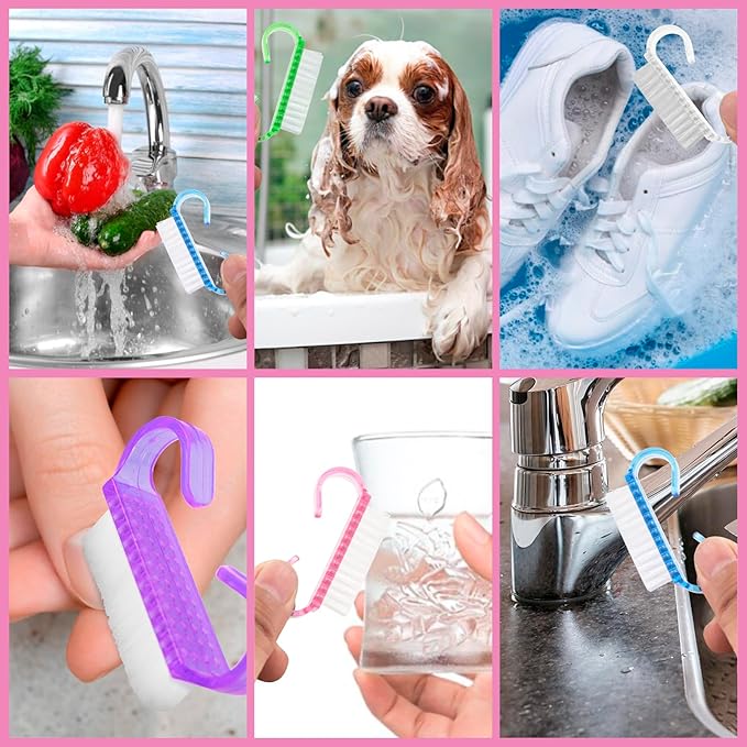 25 Pcs Handle Grip Nail Brush, Fingernail Scrub Cleaning Brushes for Nails and Toes, Hand & Foot Nail Cleaner, Pedicure Manicure Brush for Women, Men, Kids – Multicolor