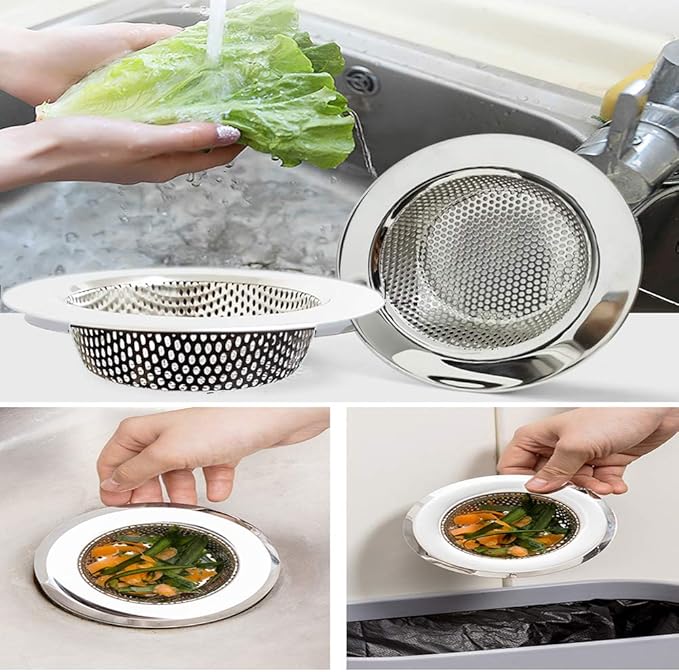 4-Piece Kitchen Sink Strainers - 4.5 Inch Stainless Steel Sink Drain Filter with Food Scraps Catcher