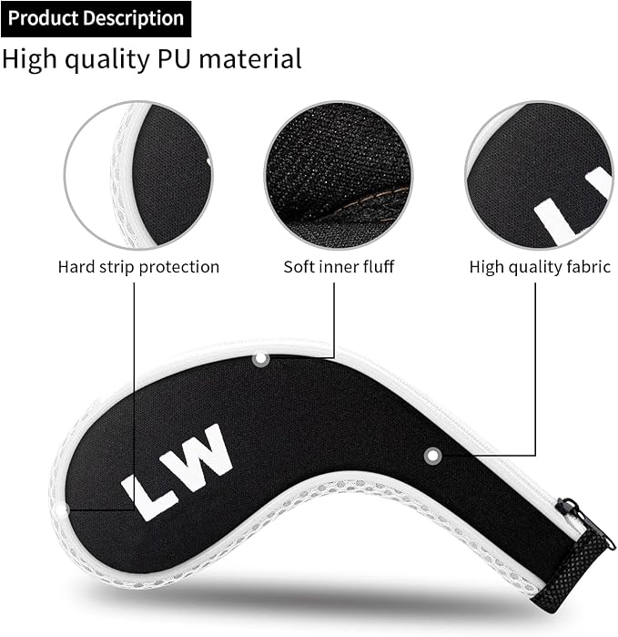 Golf 12pcs Thick Synthetic Golf Iron Head Covers Set Headcover Fit All Brands Callaway Ping Taylormade Cobra Etc. Also Custom Name