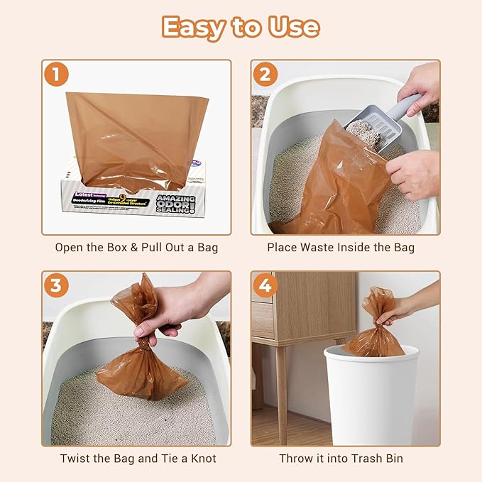 Odor Sealing Small Trash Bags Home & Food Use L-90 Count Disposable Bags, Durable and Unscented (Color:Brown)