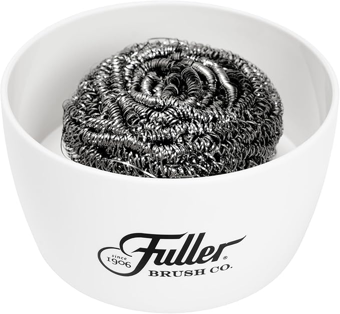 Fuller Brush Handy Holder with Drain Rack – Small Sink Caddy for Organizing Cleaning Sponges & Tools – Removable Drain Tray, Dishwasher Safe – White