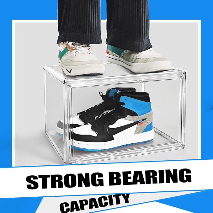 Acrylic Shoe Boxes Sneaker Storage for Sneakerheads Size 13 Clear Plastic Stackable Boot Shoe Collectibles Display Case