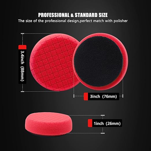 Red Finish Polishing Pads, Buffing Pads, SPTA 1Pcs 3.5 Inch Face for 3 Inch 80mm Backing Plate Compound Buffing Sponge Pads for Car Buffer Polisher Compounding, Polishing and Waxing-FPTSS3R