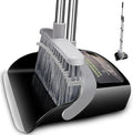 Broom with Dustpan Combo Set Broom and Dustpan Set Dust Pan with 51.2" Stainless Steel Long Handle, Brooms with 5-Layer Plus Firm and Soft Bristles Combine, New Home Apartment Office Essentials