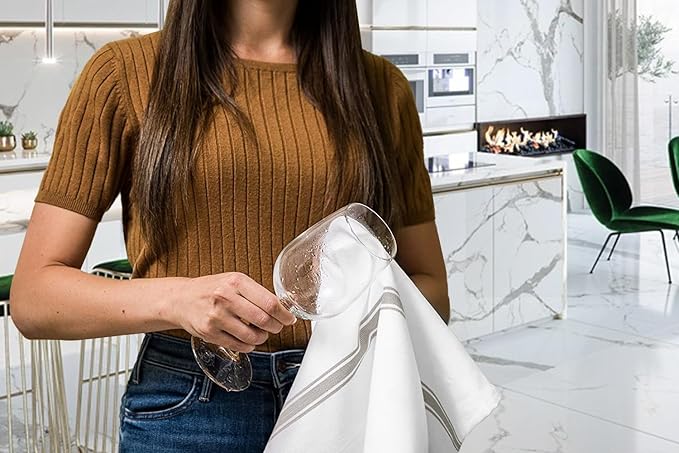 Dish Towels Set (Value Pack of 45) Size 15x25 Inch, 100% Cotton Soft & Absorbent Linen Kitchen Towels, Tea Towels, Reusable Cleaning Cloths for Household Cleaning (Grey)