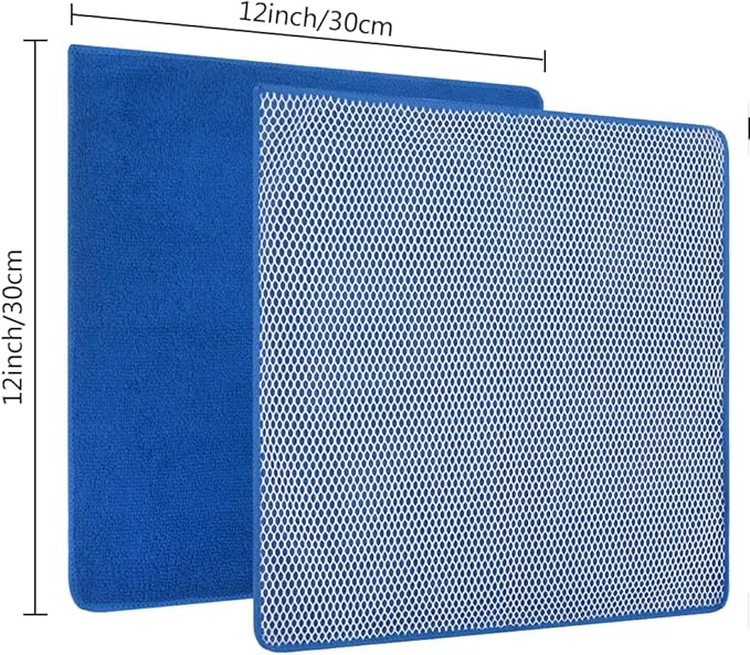 SINLAND Absorbent Microfiber Dish Cloth Dish Rags Best Kitchen Cloths Cleaning Cloths with Poly Scour Side 12Inchx12Inch 10 Pack Dark Blue