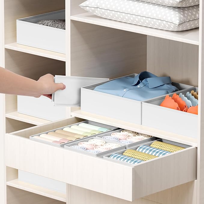 DIMJ Drawer Organizer Clothes - 24 Pack Baby Dresser Organizer for Nursery, Foldable Drawer Organizer Bins for Closet Bedroom Organization, Fabric Clothes Storage Dividers for Underwears, Socks, Bras