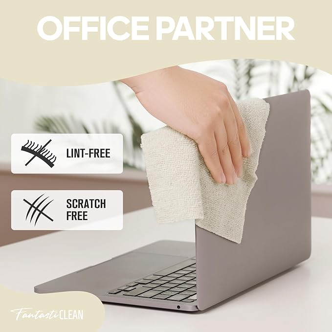Fantasticlean Microfiber Cleaning Cloth Roll -60 Pack, Tear Away Paperless Towels, 8" x 8", Reusable Washable Rags, for Home Kitchen, Pet, Office, Indoor Outdoor, Compact and Portable (Off-White)
