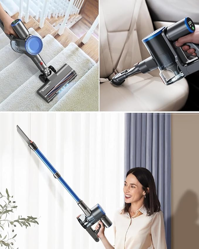 Cordless Vacuum Cleaner, 30Kpa/400W/45Mins Stick Cordless Vacuum Cleaner Rechargeable, 80000RMP Lightweight Handheld Vacuum for Home with LED Display Screen, for Hardwoods/Floors/Carpets/Pet Hair
