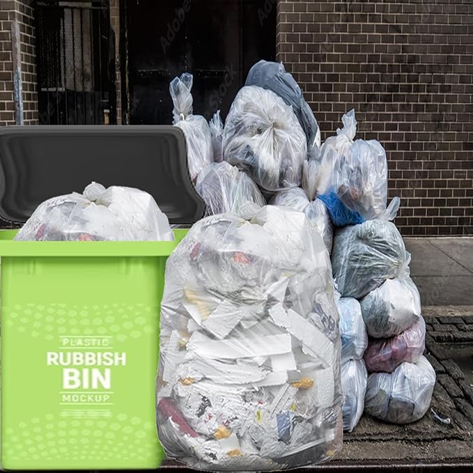 55-60 Gallon Trash Bags, 150 Count Bulk, Heavy Duty Clear Plastic Recycling Garbage Bags, Multi-purpose Can Liners for Business Home Commercial, Industrial Contractors, Storage, Outdoor