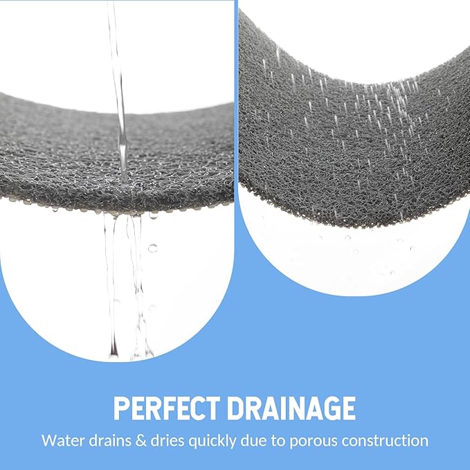 Non-Slip Bathtub Mat, Anti Slip Shower Mat, Fast Drying Bathtub Mats, Foot Scrubber Mat, Anti Slip Mat for Tub, Floor, Bathroom, Kitchen, Home, Hotel (Grey 36"×24")