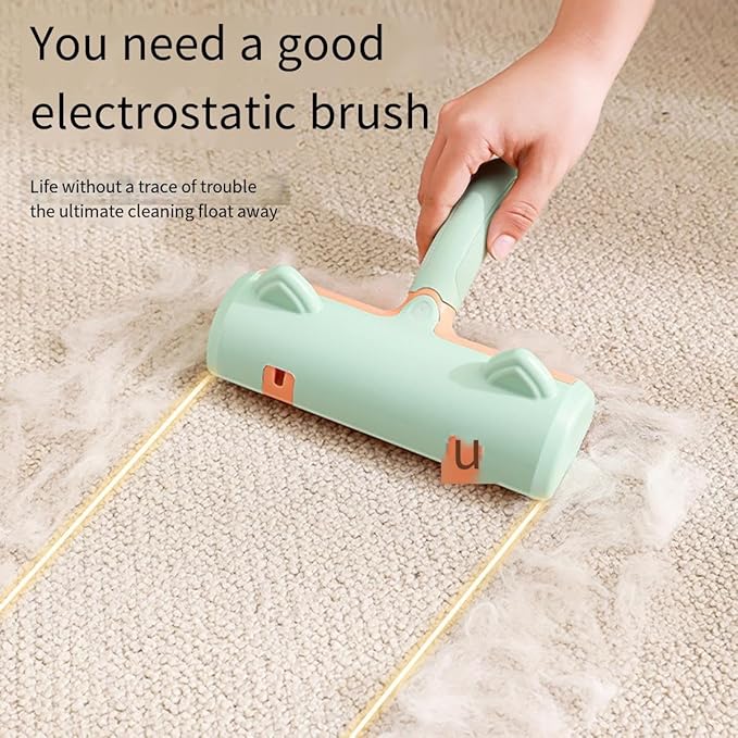 Pet Hair Remover for Furniture, Carpet and More, Reusable Lint Roller with Self-Cleaning Base Fabric Shaver for Cat, Dog, Rabbit Portable Lint Rollers (Green)