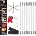 30 Feet Chimney Sweep Kit, Chimney Cleaning Kit with 9 Flexible White Chimney Rods, Chimney Brush for Sweeping Fireplace, Rotary Chimney Cleaning System Driven by Drill