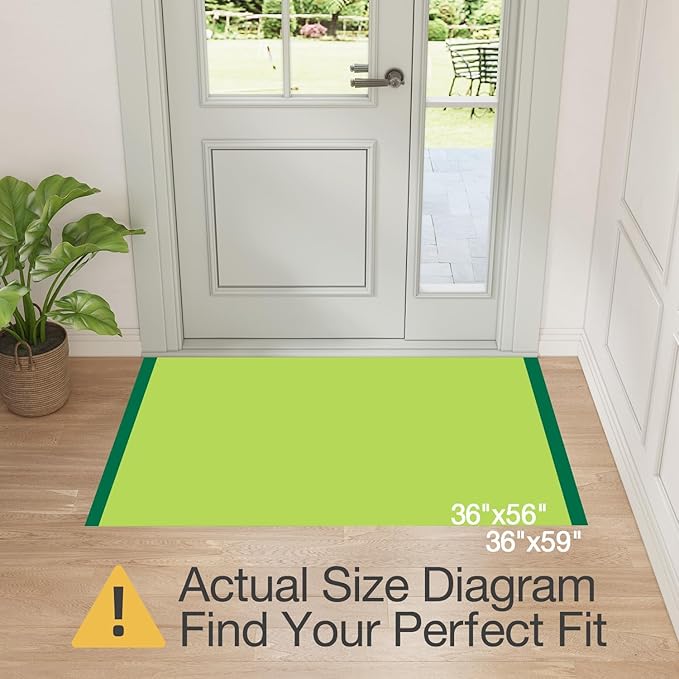 LUMI Large Indoor Door Mat, 36"x56" Non Slip Rubber Backing Entrance, Easy Clean Low Profile Ultra Thin Entryway for Inside House, Brown