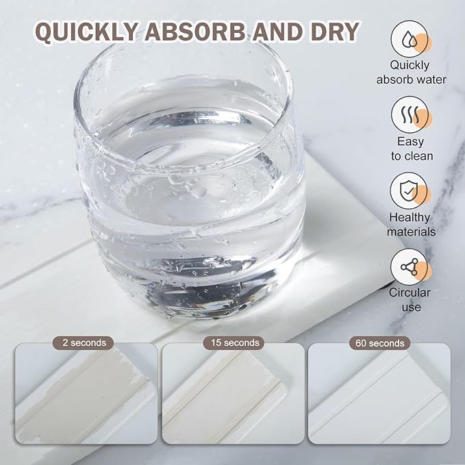 Set of 6 Water Absorbing Stone Tray for Sink, Stones Soap Trays for Kitchen Sink, Stone Drying Tray for Bathroom Counter, Diatomite Soap Dish, Water Absorbent Coasters