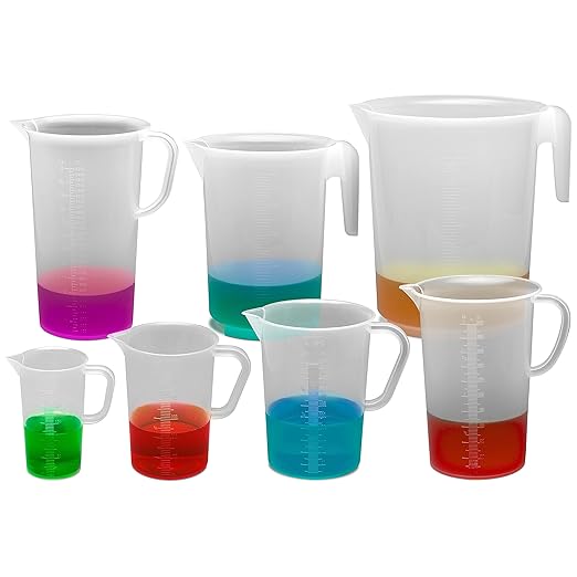 SP Bel-Art Tall Form 500ml Polypropylene Graduated Pitcher, 10ml, Chemical-Resistant Measure Pitcher, Heat-Resistant to 121°C, Durable Shatterproof Design for Lab, Kitchen, and Industrial Use