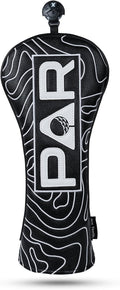 Big Teeth Golf Club Covers Full Set Driver Headcover Fairway Wood Hybrid Golf Club Iron Head Covers, Topographic Edition Putter Cover Leather Golf Head Covers Pure Black, Gifts for Men