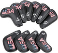 Golf Builder Black Leather USA Golf Club Iron Wedge Head Covers Fit All Brands