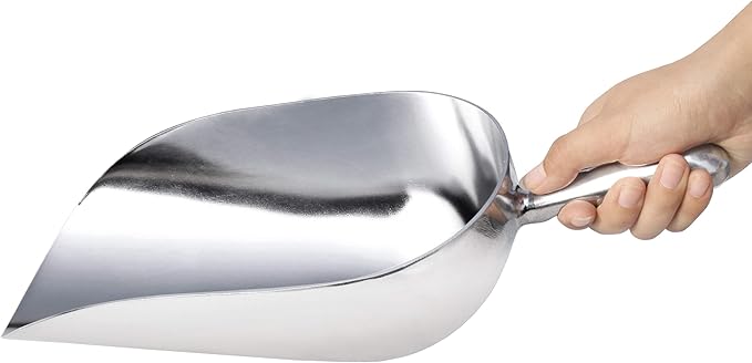 New Star Foodservice 34608 One-Piece Cast Aluminum Round Bottom Bar Ice Flour Utility Scoop, 85-Ounce, Silver (Hand Wash Only)