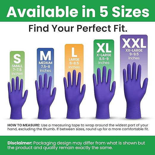 SafeWay Nitrile Disposable Gloves — Multi-Purpose Powder-Free, Non-Latex, Medical Use, and Textured Fingertips for Food Prep, Cleaning, Tattoo, Nursing, Lab, Examination, & More — (10000pcs, X-Large)