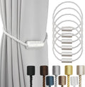 6 Pack White Strong Magnetic Curtain Tiebacks Outdoor Elegant Decorative Tie Backs Modern Rope Tiebacks for Drapes Window Curtain Holdbacks for Draperies