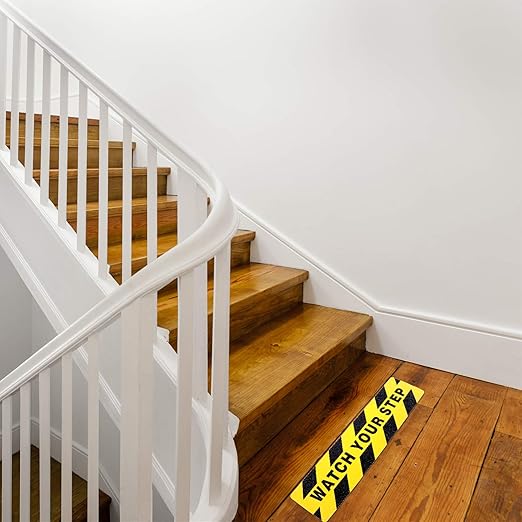 Boao 2 Pieces Watch Your Step Stickers Sign 6 x 24 Inch Caution Watch Your Step Floor Decals Warning Sticker Adhesive Tape Anti Slip Abrasive Tape for Workplace Safety Wet Floor Caution