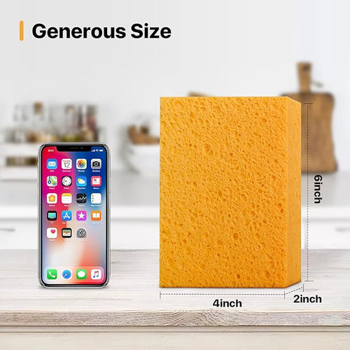 1 PCS Large Natural Cellulose Sponges 6x4x2 Inch - Super Absorbent and Biodegradable, Perfect for Home & Kitchen Cleaning, Boat Bail, Car Washing
