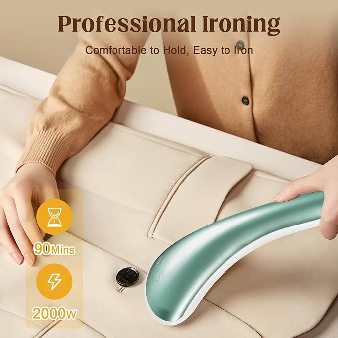Standing Garment Steamer, 2000W Powerful Steamer for Clothes, 10 Steam Levels, 2.7L Water Tank for 90 Mins Continuous Steaming, Home Commercial Use (Pearl Green)