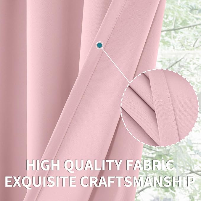 BGment Baby Pink Room Darkening Curtains 36 Inch Length for Short Window - Rod Pocket Short Thermal Insulated Blackout Drapes for Bathroom Kithchen Girl Bedroom, 42 x 36 Inch, 2 Panels