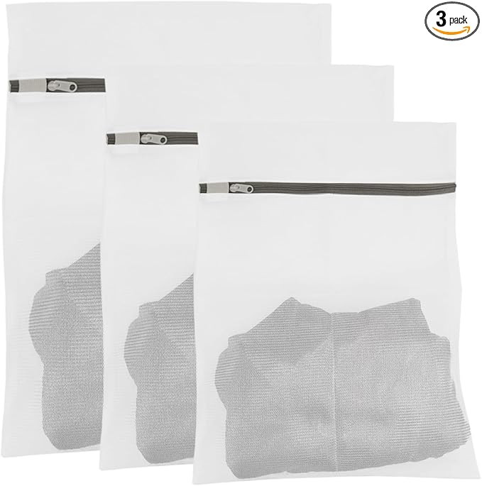 3Pcs Mesh Laundry Bags with Sturdy Zipper, Durable Laundry Room Essentials, Travel Storage Organize Bag, Clothing Laundry Delicates Washing Bags for laundry, Blouse, Bra, Stocking, Underwear, XYD-AA