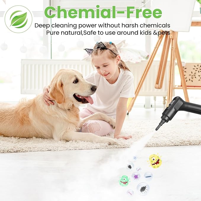 Handheld Steam Cleaner for Home, 2500W High Pressure Steam Cleaner for Car Detailing, 3 Steam Levels, 1600Ml Tank, High Heat Steamer for Bed Bugs, Couch, Furniture, Kitchen, Bathroom