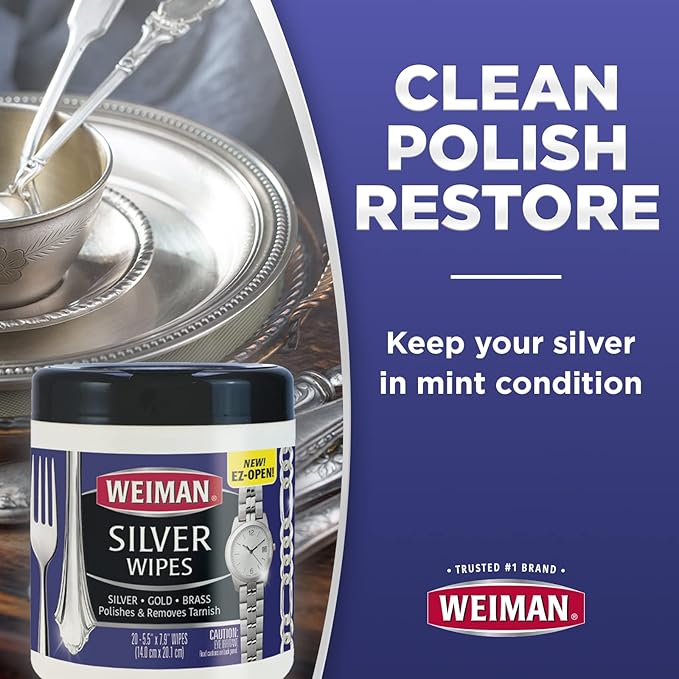 Weiman Jewelry Polish Cleaner, Tarnish Remover Wipes - 20 Count - Use on Silver Jewelry Antique Silver Gold Brass Copper and Aluminum