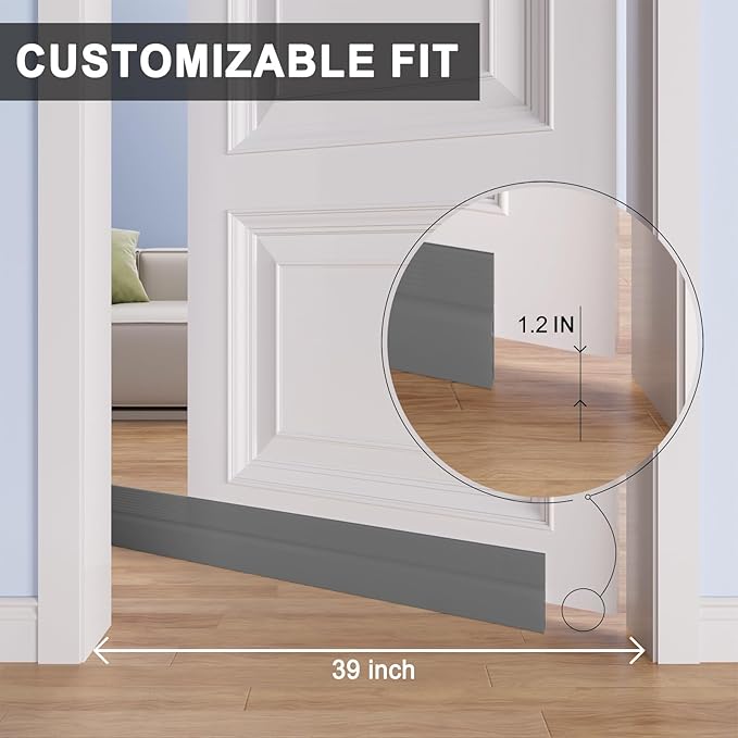 Door Draft Stopper,Door Sweep for Bottom of Doors,Weather Stripping Seal Draft Guard Blocker Noise Cold Air Insulation Soundproofing for Exterior Interior Home Improvement(Grey, 78")