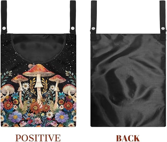 Mushroom Clothespin Storage Hanger Bags Laundry Clothespin Bag, Clothespin Bag with a Large Opening, Hanging Storage Organizer with Hanging Rope for Home Outdoor