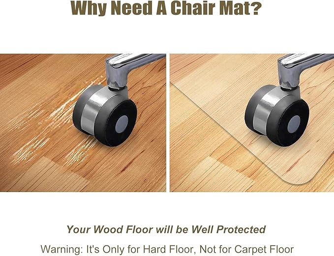Kuyal Clear Chair Mat, Hard Floor Use, 6'×9' Transparent Office Home Floor Protector mat Chairmats (72" X 108" Rectangle)