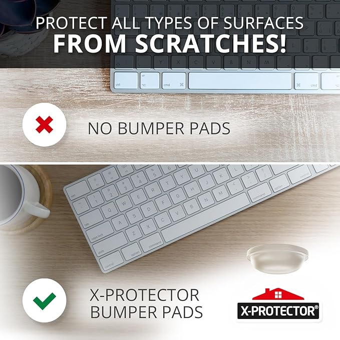 X-Protector Cabinet Door Bumpers 200 PCS – 1/2" Silicone Clear Bumpers – Ideal Cabinet Bumpers – Self-Adhesive Thick Door Silencer – Bumper Pads to Protect Glass & Other Surfaces!
