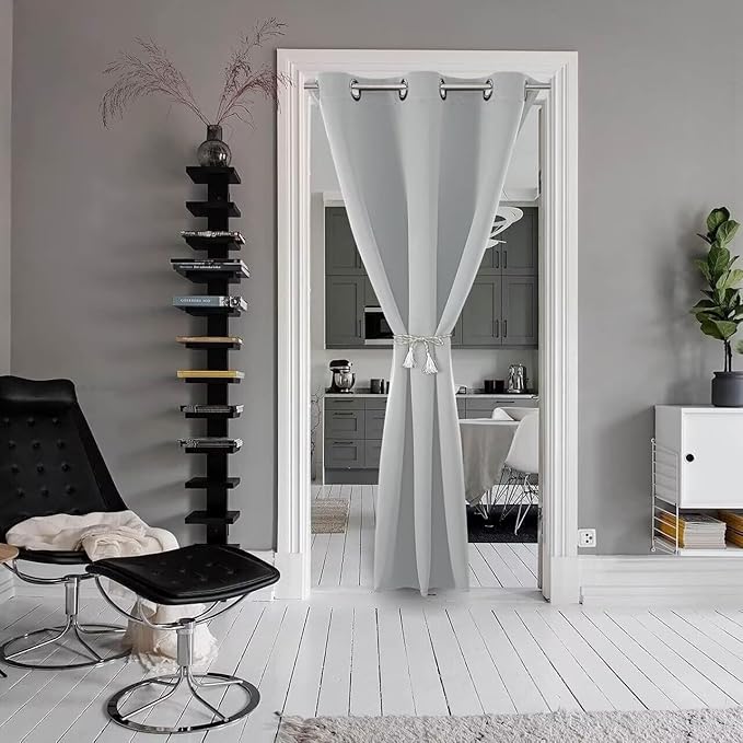 Joydeco Doorway Curtains Custom Size, Door Curtains for Doorways Closet Door Curtain, Curtain for Doorway Closet Curtains for Bedroom Closet Door Temporary Door(Custom Sise, Greyish White)