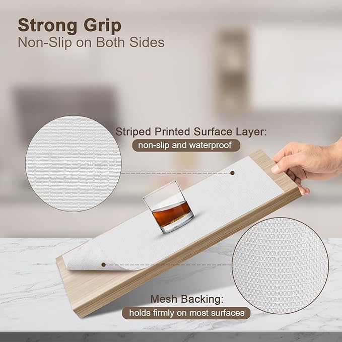 OcePor Non-Adhesive Drawer and Shelf Liner 17.5IN x 20FT，Non Slip Cabinet and Cupboard Liner, Kitchen Cabinet Liners for Shelves, Waterproof Drawer Shelf Liners for Cabinets/Bathroom Cupboard, White