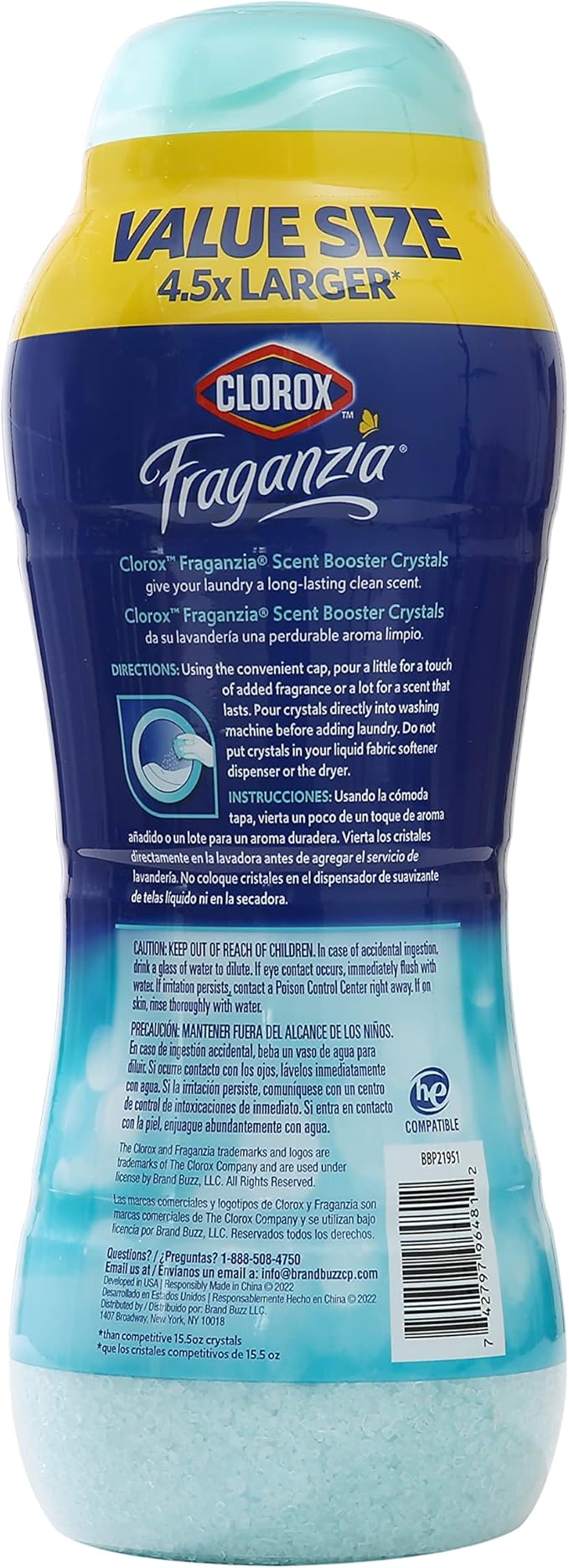 Clorox Fraganzia Laundry Scent Booster Crystals in Ocean Scent - Scented In-Wash Freshener Beads for Fresh, Clean, Great Smelling Clothes and Linens, 70 Oz