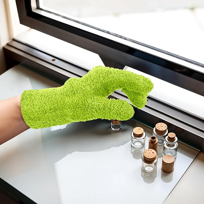 Plant Dusting Gloves, Microfiber Dusters for Cleaning Kitchen Indoor Mitt for House Use Desk Window Blind Screen Wash